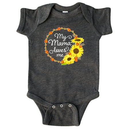 

Inktastic My Mama Loves Me with Sunflower Wreath Gift Baby Boy or Baby Girl Bodysuit