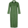 thumbnail image 3 of QLEICOM Women's Casual Turn-down Collar Shirt Dresses Long Sleeve Button Down Long Dress Bohemian Floral Mid Waist Dress with Pockets Summer Beachwear Temperament Maxi Dress Green XXL, 3 of 5