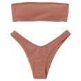 thumbnail image 1 of Traje de baño sexy con espalda abierta, diseño dividido, push-up, conjunto de bikini de playa de color sólido de moda de verano, 1 of 8