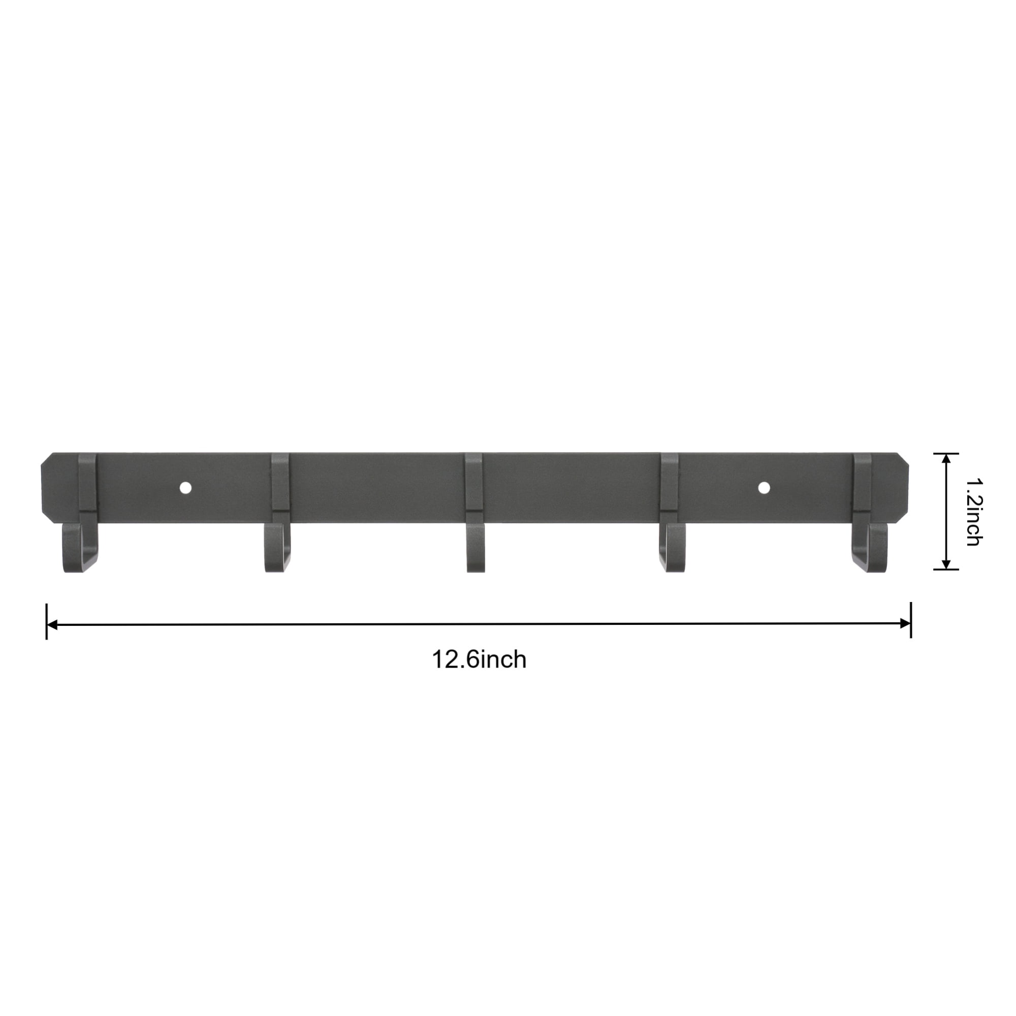 Unique Bargains Coat Rack Wall Mount Metal Wood 5 Hooks for Entryway Bathroom Gray