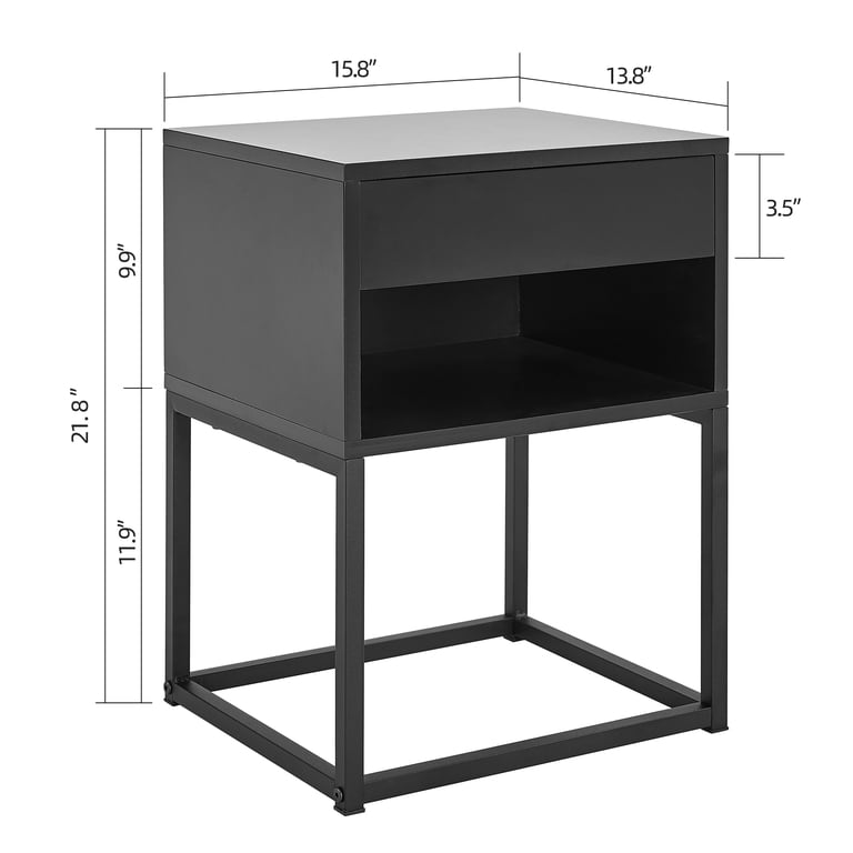 ENKEZI Narrow End Table With Drawer – Slim Nightstand For Small Spaces, Acacia Wood