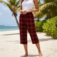 thumbnail image 5 of Women's Cotton Polyester Wide Leg Capri Pants, Mid Waisted Elastic Waist Straight Tube Casual, Pockets with Drawstring Relaxed Fit, Office Beach Travel Summer, Cropped Pants, 5 of 8