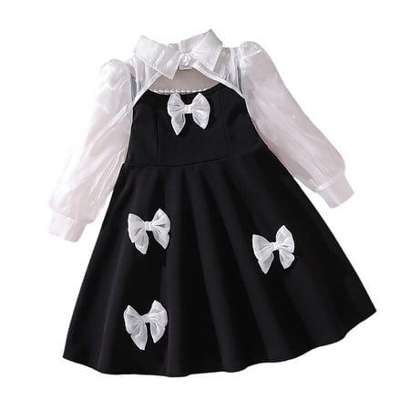 oqasdz Dresses for Girls Baby Long Sleeve High Waist Tutu Dress with Bow Elegant Layered Party Holiday Dress for Toddler Kids Wedding Dress