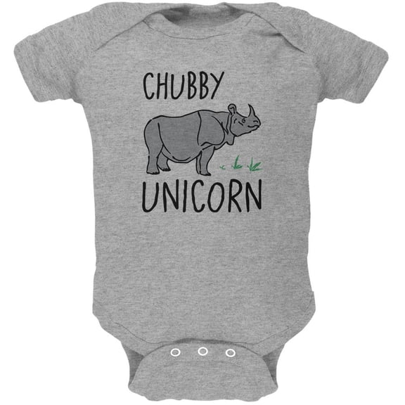 Rhino Chubby Unicorn Doodle Soft Baby One Piece Heather 3-6 M