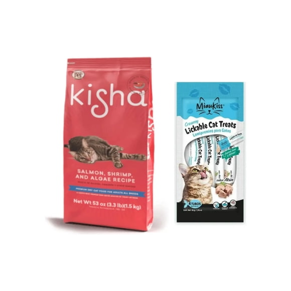 GrandPet Kisha Adulto 1.5 kg + MIAUKISS LICKABLE ATUN 4 PACK 56GR