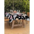 thumbnail image 3 of Outdoor Tablecloth with Umbrella Hole for Patio/Picnic/Party/Camping, Coastal Waterproof Table Cloth Rectangle Table Cover Washable, Summer Nautical Ocean Floral Shell Starfish Black (54"x 80"), 3 of 8