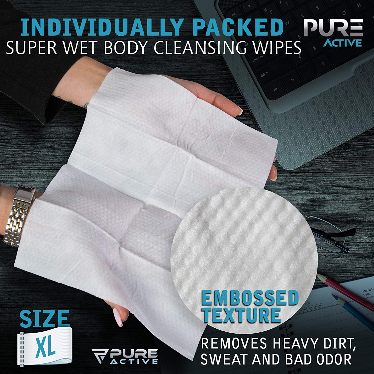 Shower Body Cleansing Wipes, 60 Individually Wrapped Personal Hygiene Body Wipes for Women and Men, Extra Large Extra Moist to Keep Clean After Gym Travel Camping Outd