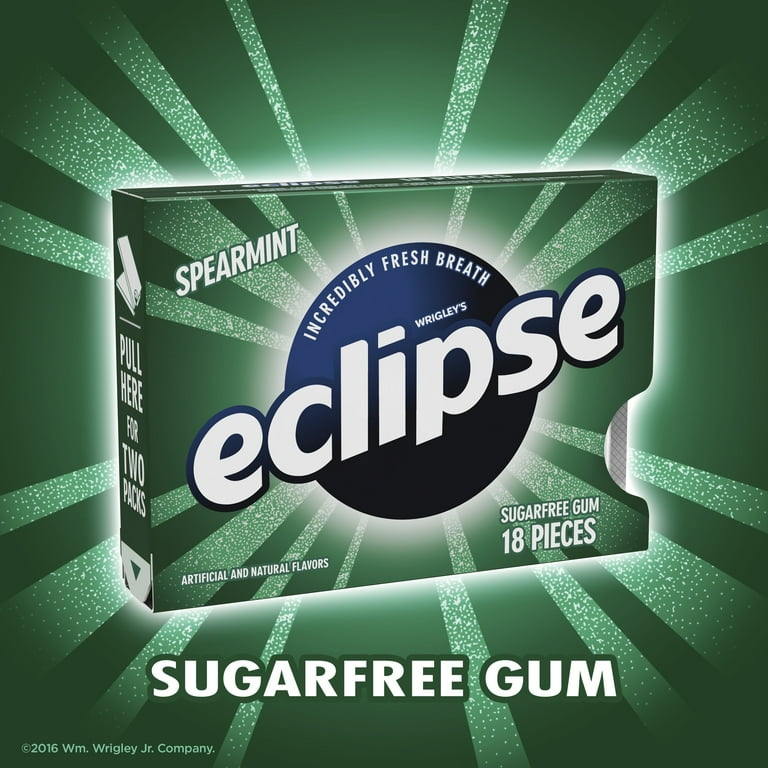 Wrigley's Eclipse Sugarfree Gum, Spearmint - 18 pieces pack