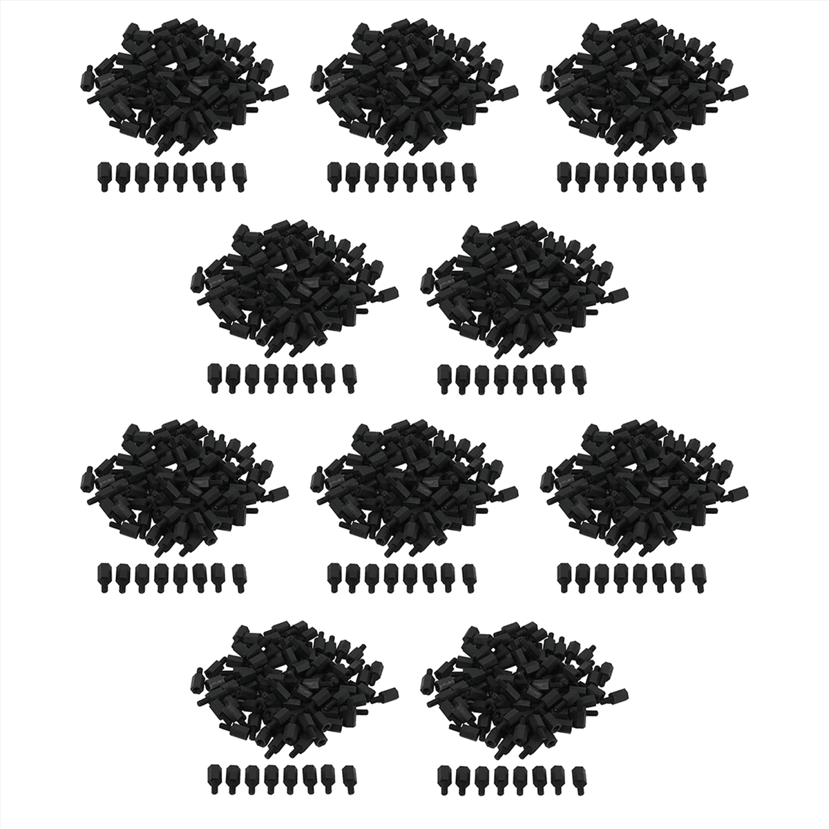 1000Pcs M3 Thread 8mm+6mm PCB Fixed Nylon Hex Standoff Spacer Pillar,1000(+/-2%) x Hexagon Standoff Spacers,black