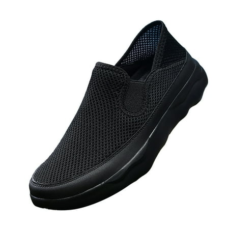 Huesdet Slip On Men Shoes Sneakers  Comfortable Platform Walking Shoes Men s Tennis Shoes  No Lace Casual Running Sneakers Breathable Gym Shoes Loafers(Black 8)