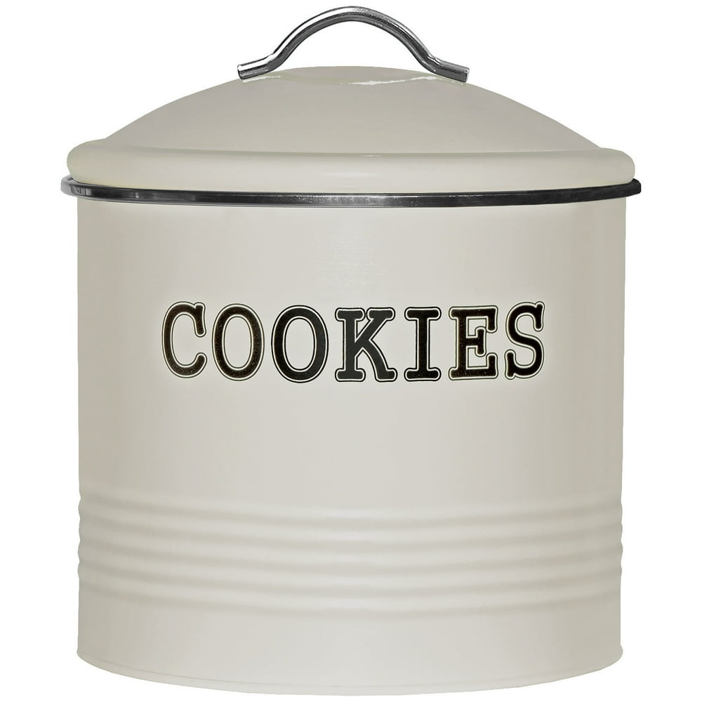 Blue Donuts Tin Cover, Ivory Cookie Jar