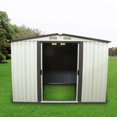 thumbnail image 4 of Ainfox 8' x 6' Steel Storage Shed Backyard Lawn Building Garage, White and Gray, 4 of 11