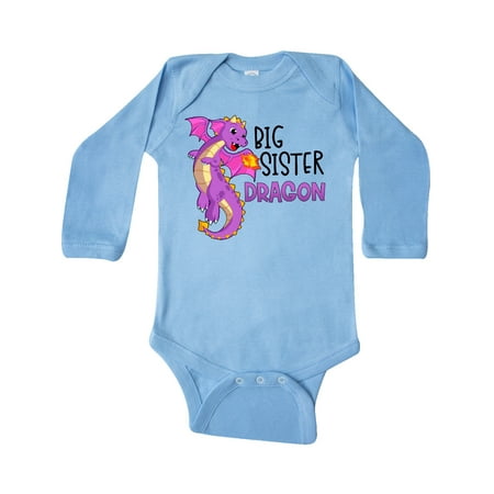 

Inktastic Big Sister Cute Purple Dragon Gift Baby Girl Long Sleeve Bodysuit