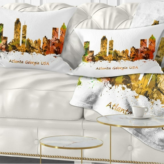 Designart Atlanta Georgia Skyline - Cityscape Throw Pillow - 12x20