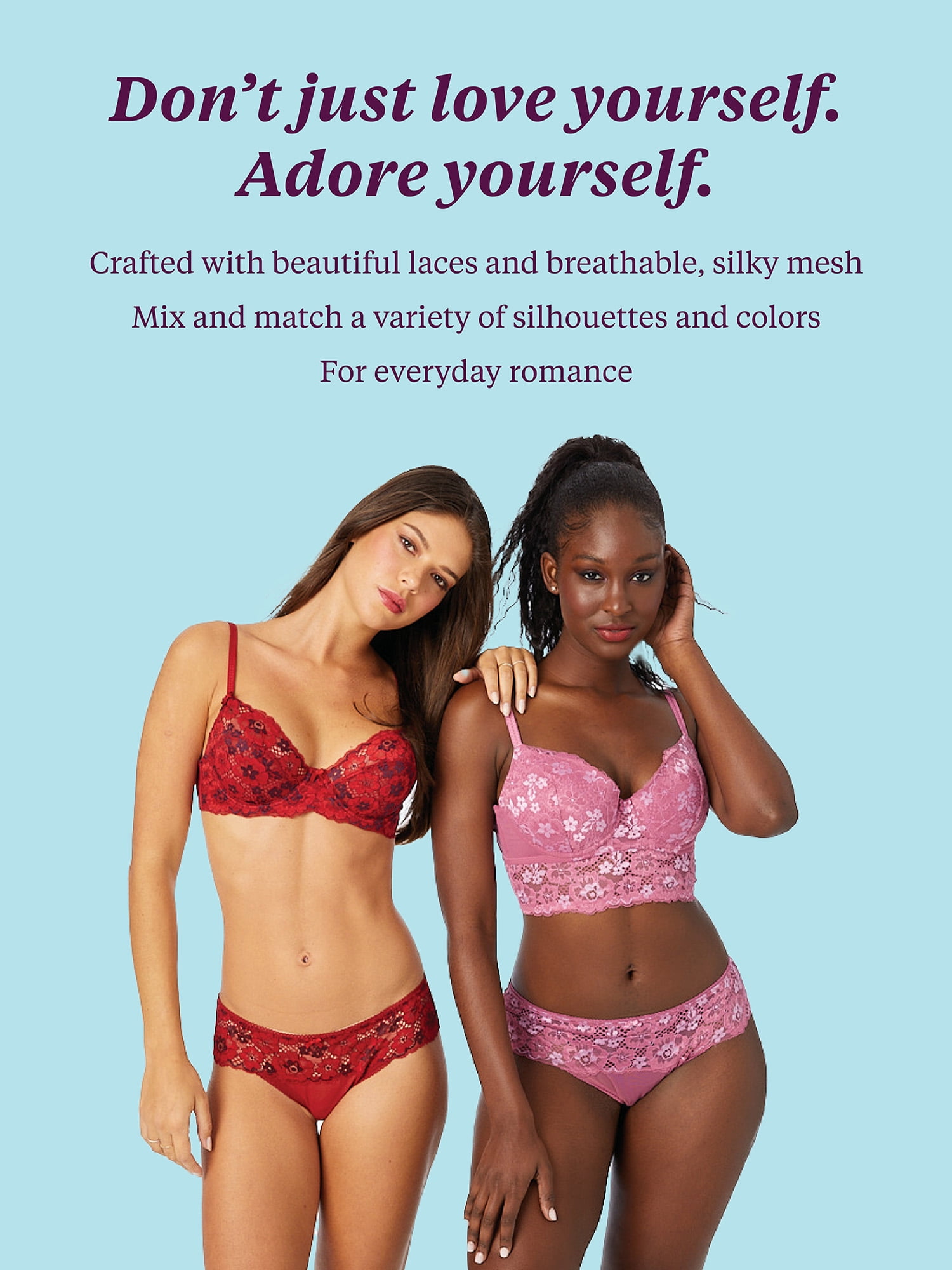 Adored by Adore Me Women’s Blythe Lace Unlined Bralette With Adjustable Straps