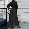thumbnail image 4 of Lisingtool Dresses for Women 2023 Autumn And Winter Women's Long Sleeved V Neck Dress Pleated A Line Skirt in The Long Casual Skirt Homecoming Dresses Black, 4 of 7