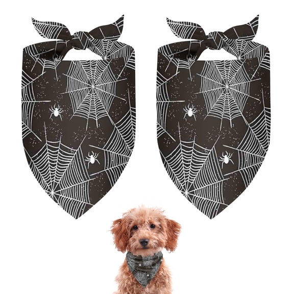 Dog Bandana 2 Pack,Spider Web and Spiders Halloween Pattern Bandanas for Dogs,Cat Bandana,Small/ Large Dog Bandana 2 Size,Dog Bandanas Girl Boy