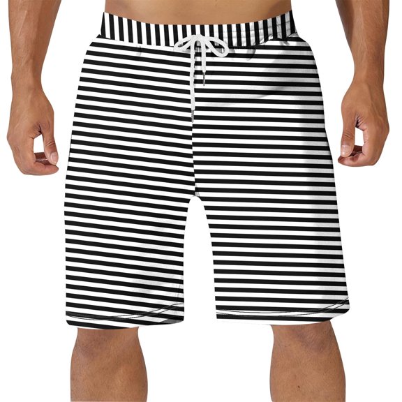 zbxnLI Mens Quick Dry Shorts Fashion Striped Summer Breathable Short Pants with Elastic Waist Vacation Beach Pants
