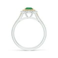 thumbnail image 2 of ANGARA Natural Emerald & Coffee Diamond Double Halo Ring in Two Tone Gold in 14K White & Yellow Gold for Women (Size-7x5mm) | May Birthstone, Anniversary Jewelry Gift for Women | Natural Emerald Ring, 2 of 9