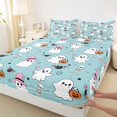 thumbnail image 4 of Manfei Cartoon Cute Ghost Halloween King Sheets,Pumpkin With Bat Spider Web Bedding,4-Piece,1 Flat Sheet,1 Fitted Sheet and 2 Pillowcases, 4 of 6