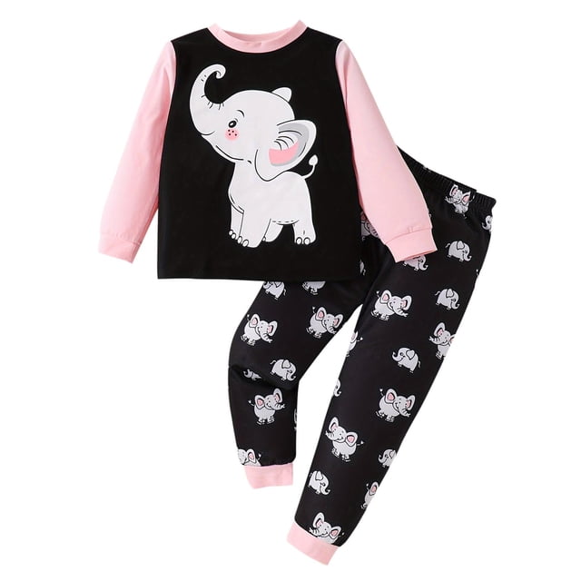 Odeerbi 1-6 Años Conjunto Sudadera Algodón Niñas Sudadera Cuello Redondo Sudadera Pantalón Dos Piezas Ropa de Dormir Conjunto