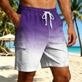 thumbnail image 3 of Cargo Shorts for Men Summer Casual Color Block Tie Dye Elastic Waist Straight Leg Beach Shorts with Pockets, 3 of 6