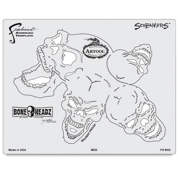Iwata Artool Freehand Template - Set of 4, BoneHeadz Screamers