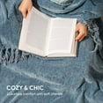 thumbnail image 3 of RECYCO Throw Blanket Soft Cozy Chenille Throw Blanket with Fringe Tassel for Couch Sofa Chair Bed Living Room Gift (Dusty Blue, 50'' x 60''), 3 of 7