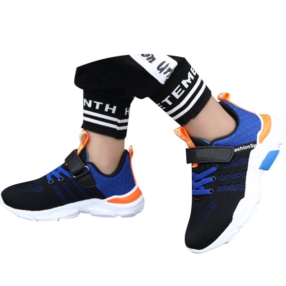 TUOYUAN Kids Sneakers Mesh Upper Hook Loop Closure Shoes for Boys Rubber Sole Low Top Slip On Athletic Sneakers School Gym Sports Shoes US:1.5/7-7.5T