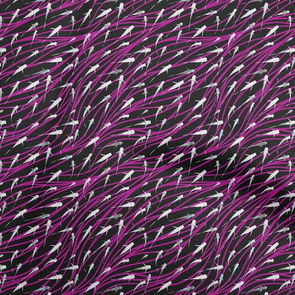 oneOone Georgette Viscose Fuschia Pink Fabric Ocean Underwater Fish Sewing Material Print Fabric By The Yard 42 Inch Wide