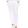 thumbnail image 4 of White Mark Women's Plus Size 2-Piece Oversize Long Sleeve Button Down Cotton Linen Gauze Lounge Beach Set, 4 of 7