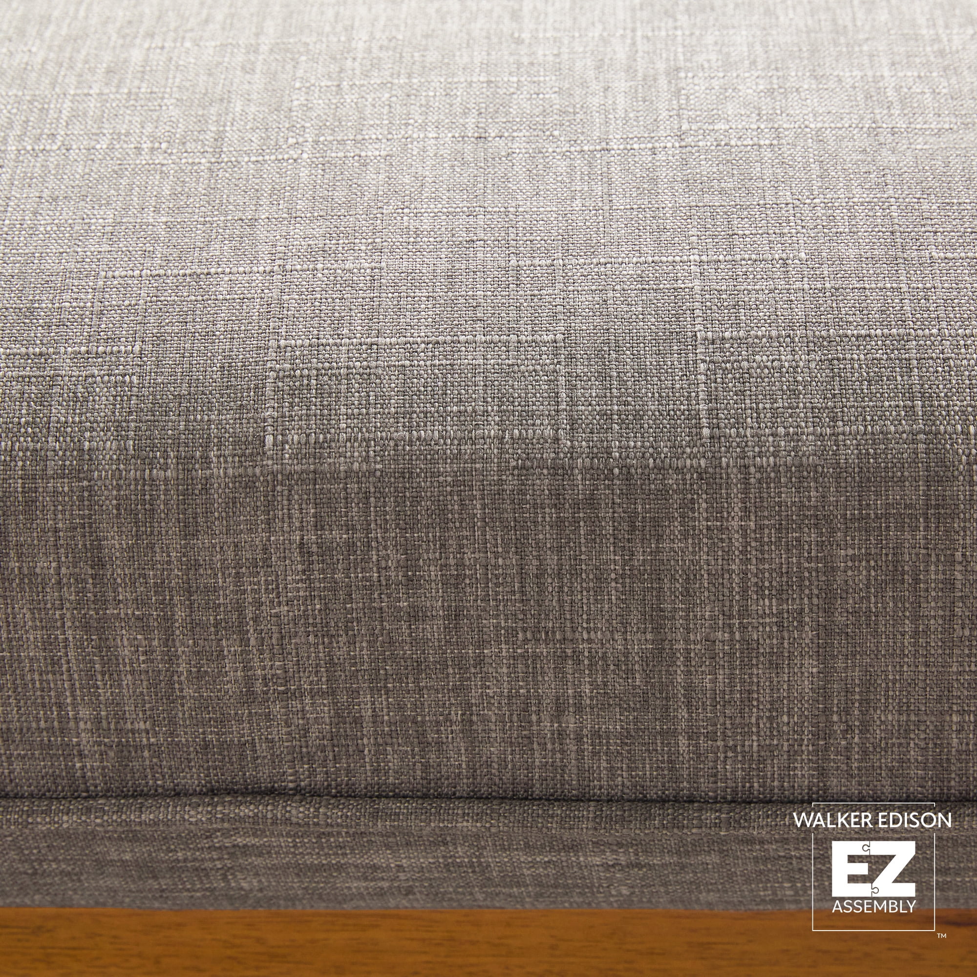 Walker Edison Modern Farmhouse Easy Assembly Linen Large Ottoman, Dark Grey