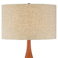 thumbnail image 6 of 360 Lighting Rocco Modern Mid Century Table Lamp 30" Tall White Geometric Ceramic Wood Tan Fabric Drum Shade for Bedroom Living Room Bedside Office, 6 of 10