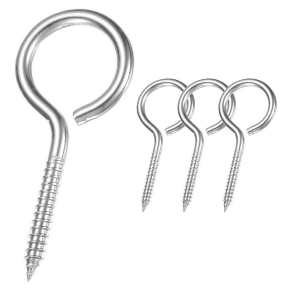 Uxcell 4-Pack Eye Hooks Screw, M3 1.6" 304 Stainless Steel Heavy Self Tapping Eye Bolts Pins Ceiling Hooks [Silver]