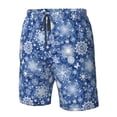 thumbnail image 6 of Uemuo whiet Snowflake blue background Pattern Men's Swim Trunks Hawaiian Beach Bathing Suit Swimsuits Beach Quick-Dry Shorts with Pockets-Small, 6 of 9