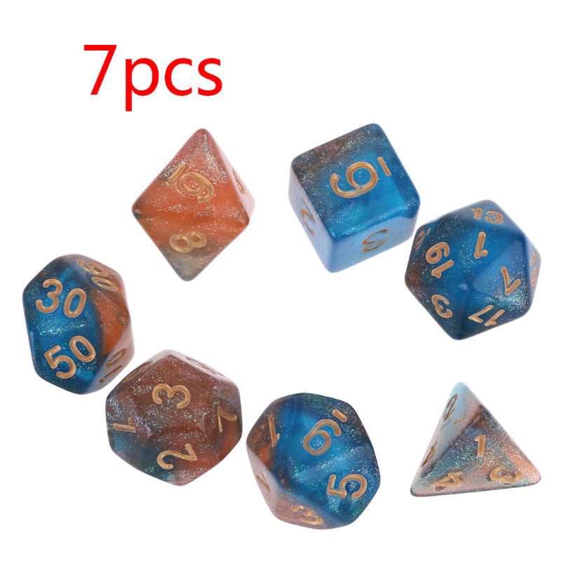 Details about   7pcs D20 Acrylic Polyhedral Dice Glitter Double Colors 20 Sided Dices Table Game 