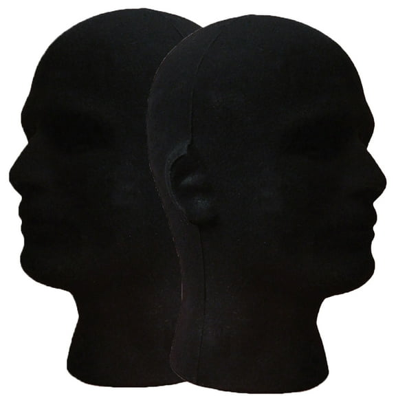 Dengjunhu 2 Pcs Mannequin Head Stand Model, Foam Black Velvet Male Wigs Display Model, Mannequin Manikin Head for Wig, Hat, Glasses