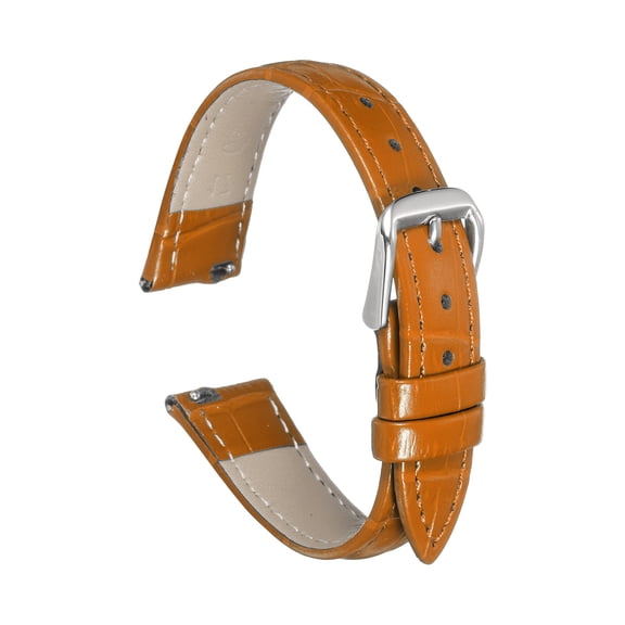 Uxcell Quick Release Leather Watch Band 17mm Embossed Pattern Leather Watch Strap Replacement for Men Women, Coffee