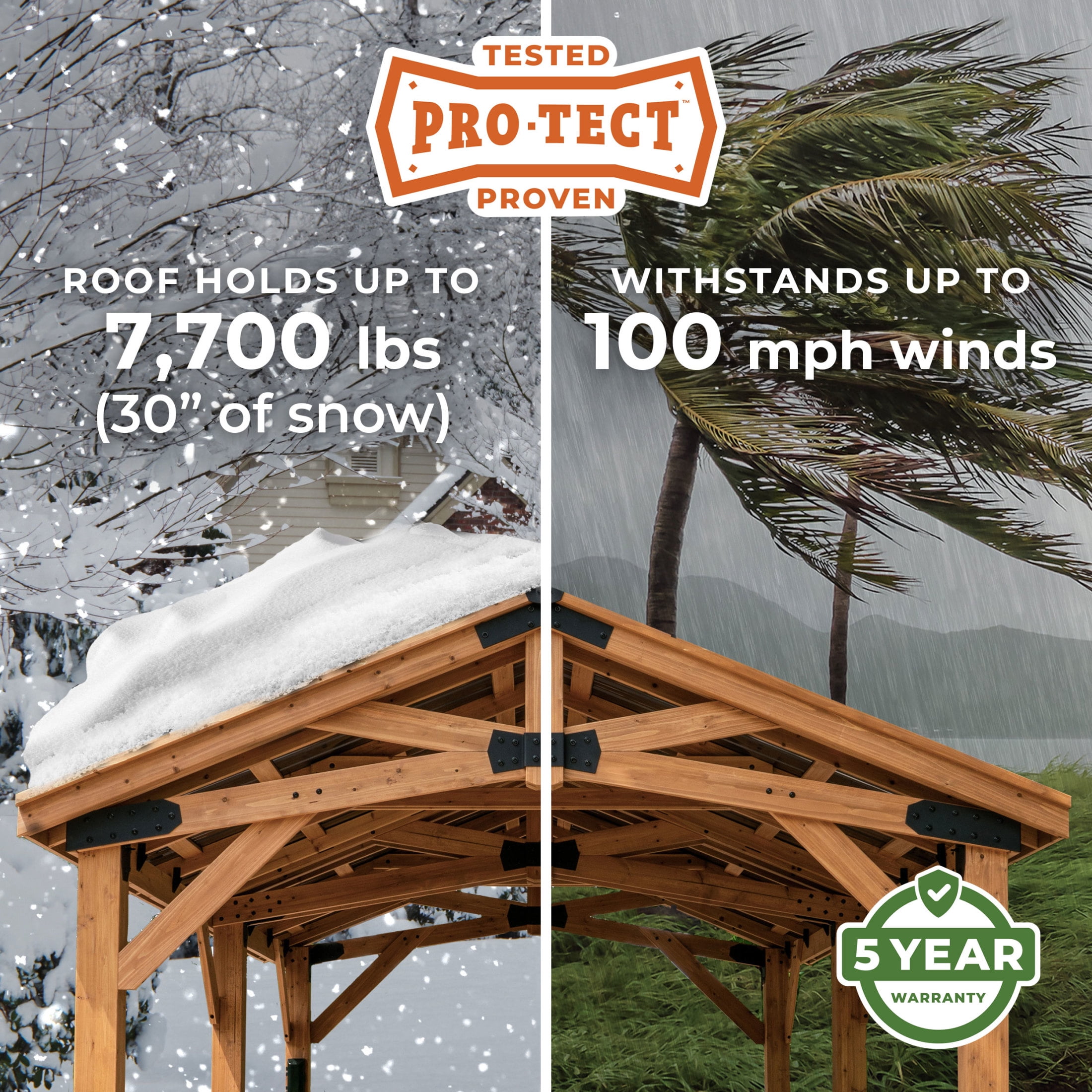 Backyard Discovery Norwood 14' x 10' Cedar Wood Gazebo, Galvanized Steel Roof, PowerPort
