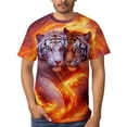 thumbnail image 4 of LAOLIUSN Men's Tiger Graphic T Shirt, Flame Animal All Over Print Crew Neck Short Sleeve Tee, 88% Polyester 12% Spandex, S-4XL, 4 of 7