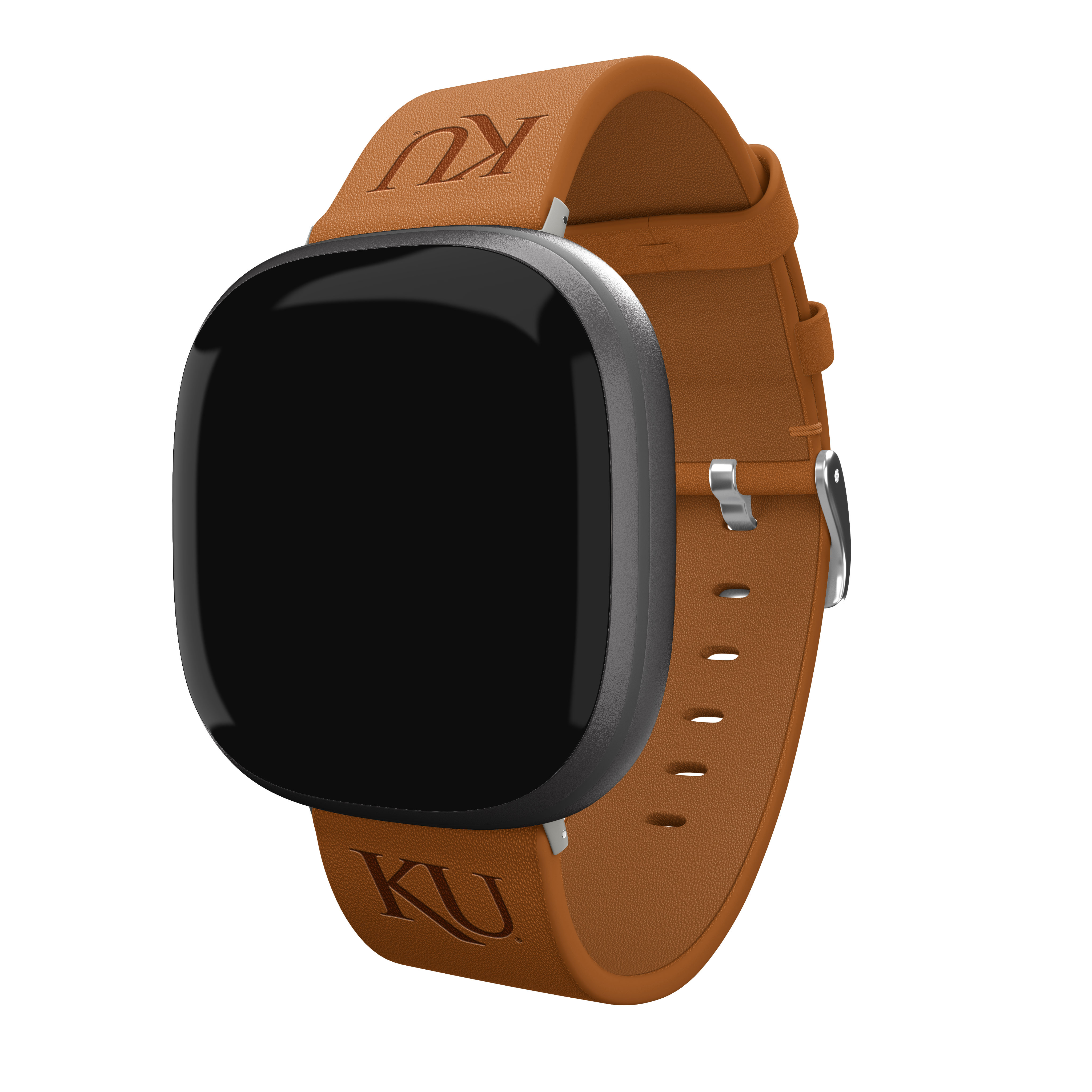 Kansas Premium Leather Unisex Watch Band for FitBit Versa 3 and Sense (Short Tan) by Affinity Bands