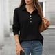 thumbnail image 2 of Ropa para adolescentes,Blusa informal de manga larga para mujer, cuello redondo, botones delanteros, tela de imitación, ideal para el hogar y el uso diario, sopatenor, 2 of 9