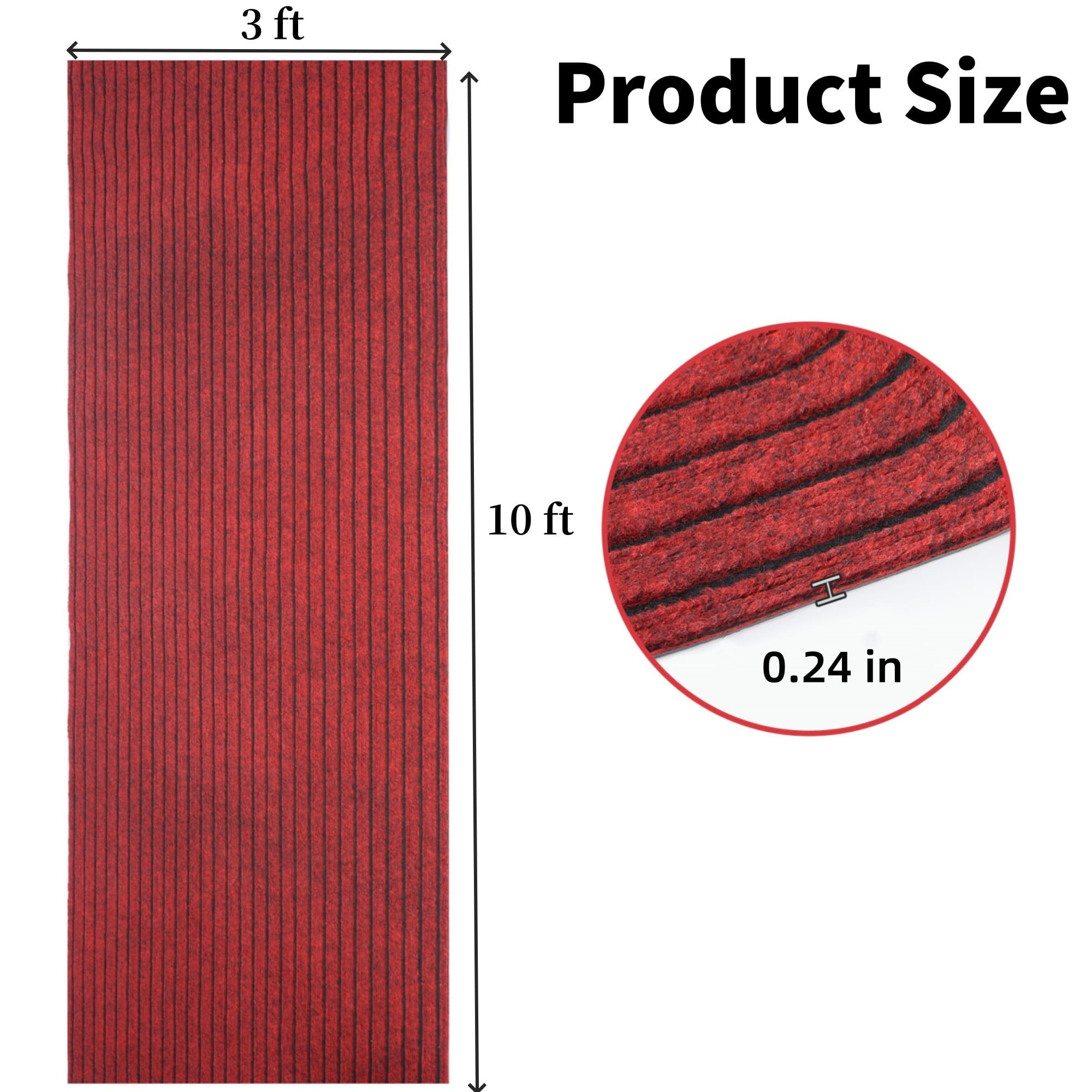 OVYEOFR 3 x 10ft Runner Rug, Non-Slip Commercial Floor Mat with Rubber Backing, Custom Size Carpet for Hallway Kitchen Entryway Laundry