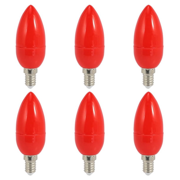 6X Bombilla de Velas de Luz LED Bombilla de Luz Roja con Luces de Luces de Vela con Ahorro de Energia,E14