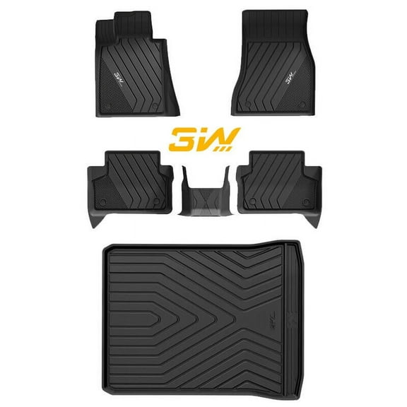 3W BMW 5 Series G20 Floor Mats & Cargo Liner Fit for 2017-2023 All Weather TPE Floor Liner Custom Fit for BMW 5 Series 520i 530e 530i 535i 540i 540d 550i Full Set Car Accessories