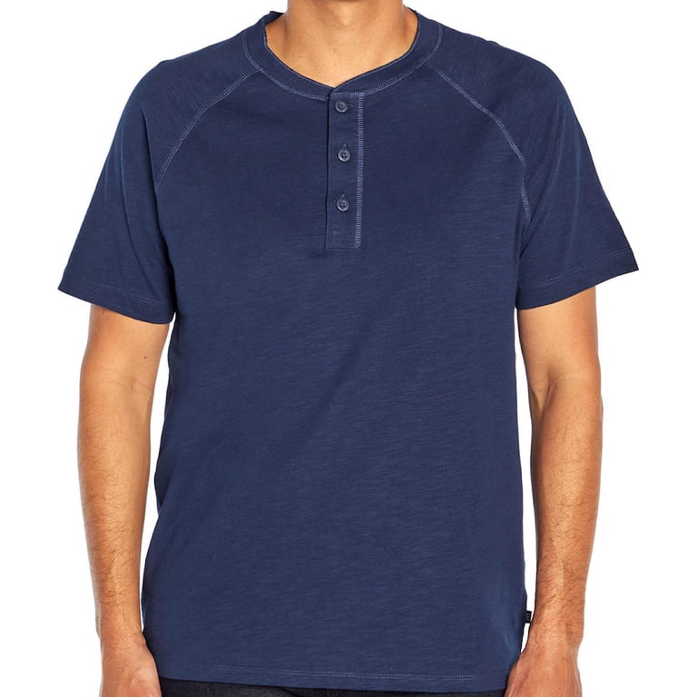 GAP Men's Soft Cotton Raglan Short Sleeve Henley Shirt (Medieval