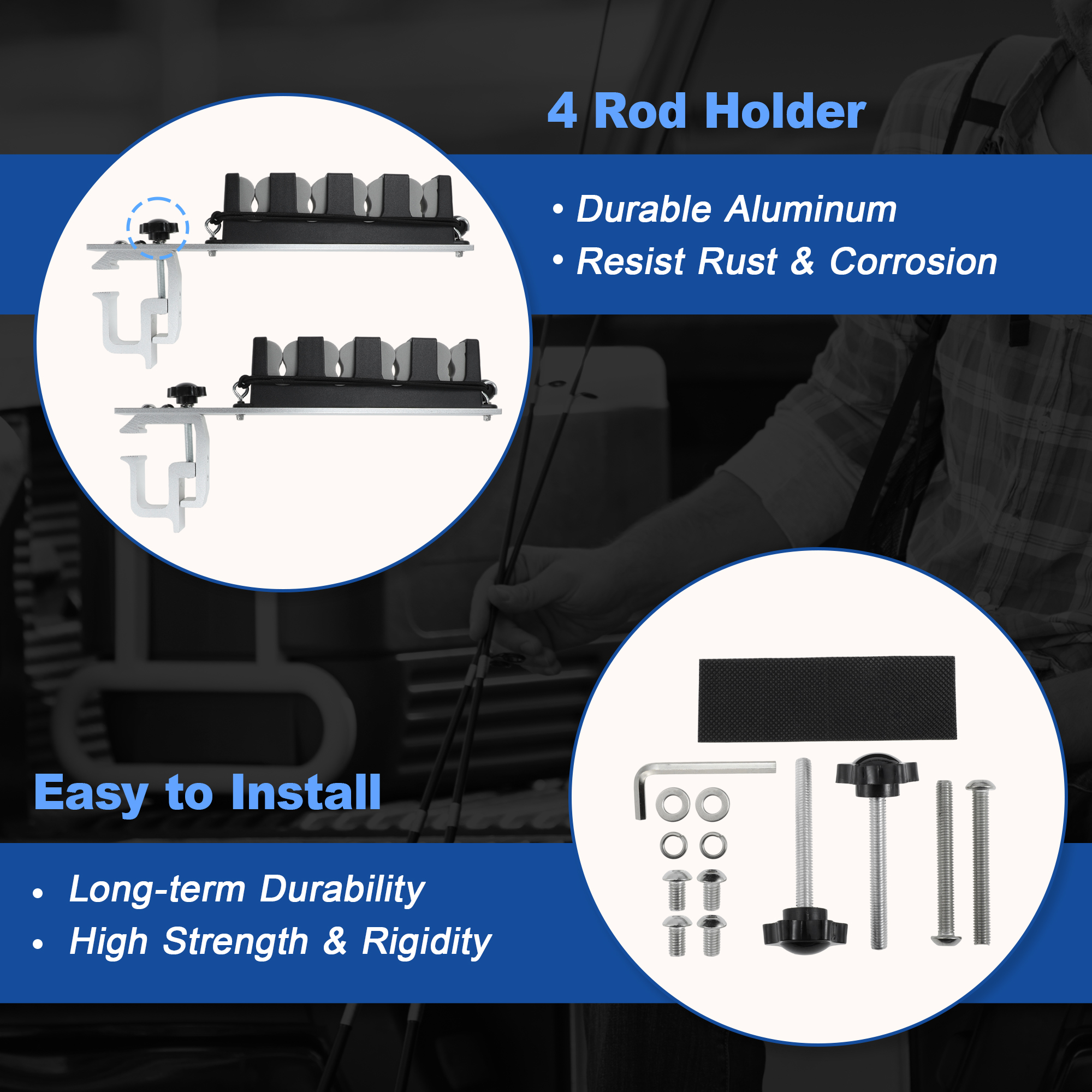 Unique Bargains Fishing Rod Holder with C-Clamp Mount Black\Silver\Grey