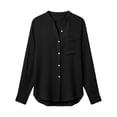 thumbnail image 3 of Dvprdro Womens V Neck Long Sleeve Button Down Shirts Cotton Solid Blouses Casual Loose Tops, 3 of 6