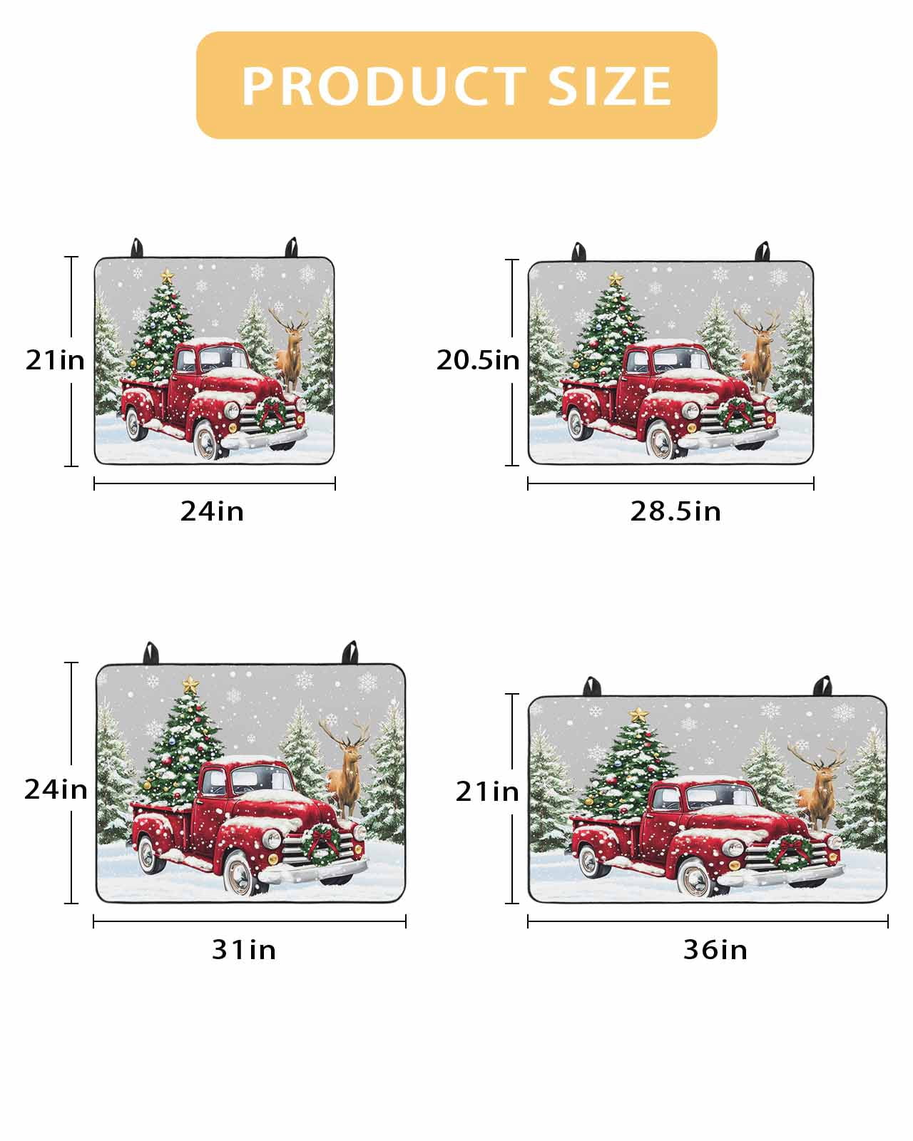 Large Induction Cooktop Protector Mat Christmas Truck Stove Top Covers for Electric Stove, Winter Snowflakes Xmas Tree Deer Grey Decorative Stove Burner Cover Mats, Glass Top Stove Cover