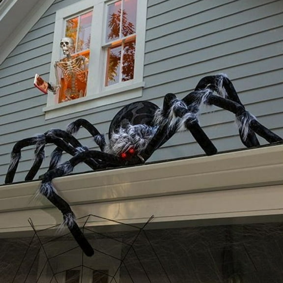 Giant Halloween Spider, Hairy Black Fake Spider, Scary Spider Prop for Halloween Party Haunt House Home Yard Indoor Outdoor Decor 75cm